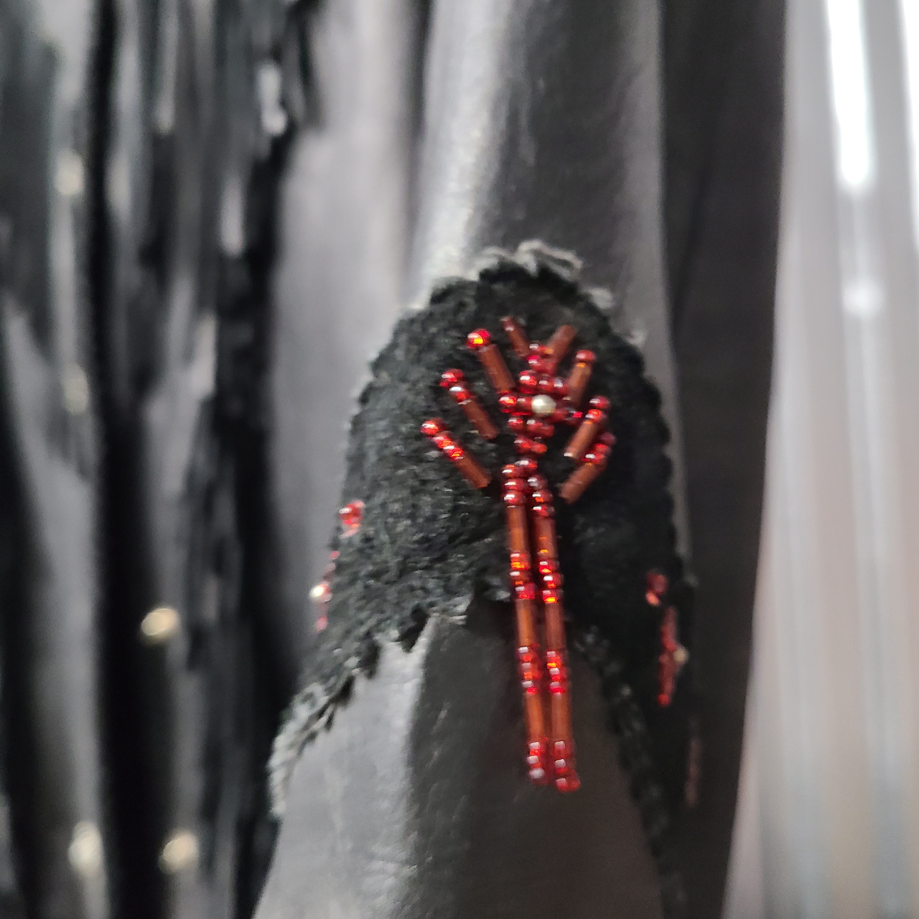 Lovely black fringe leather jacket