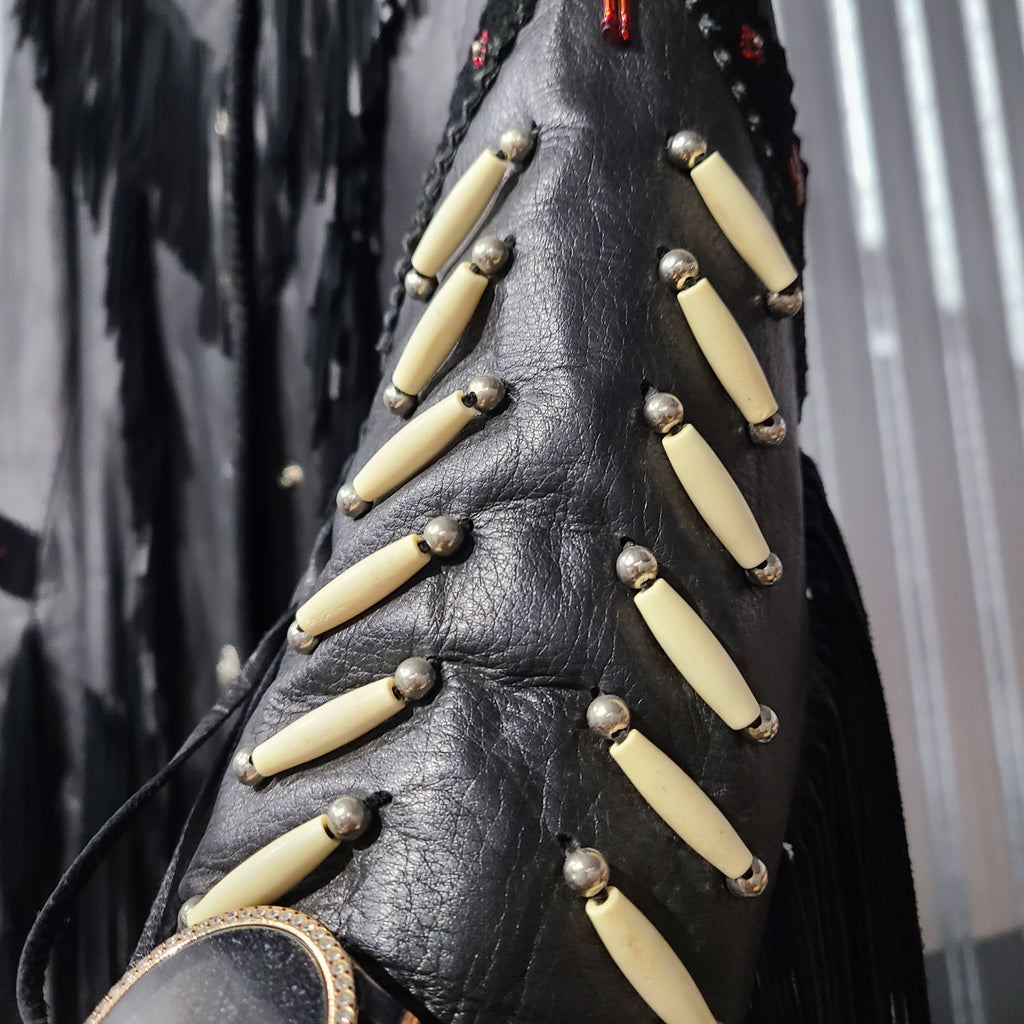 Lovely black fringe leather jacket