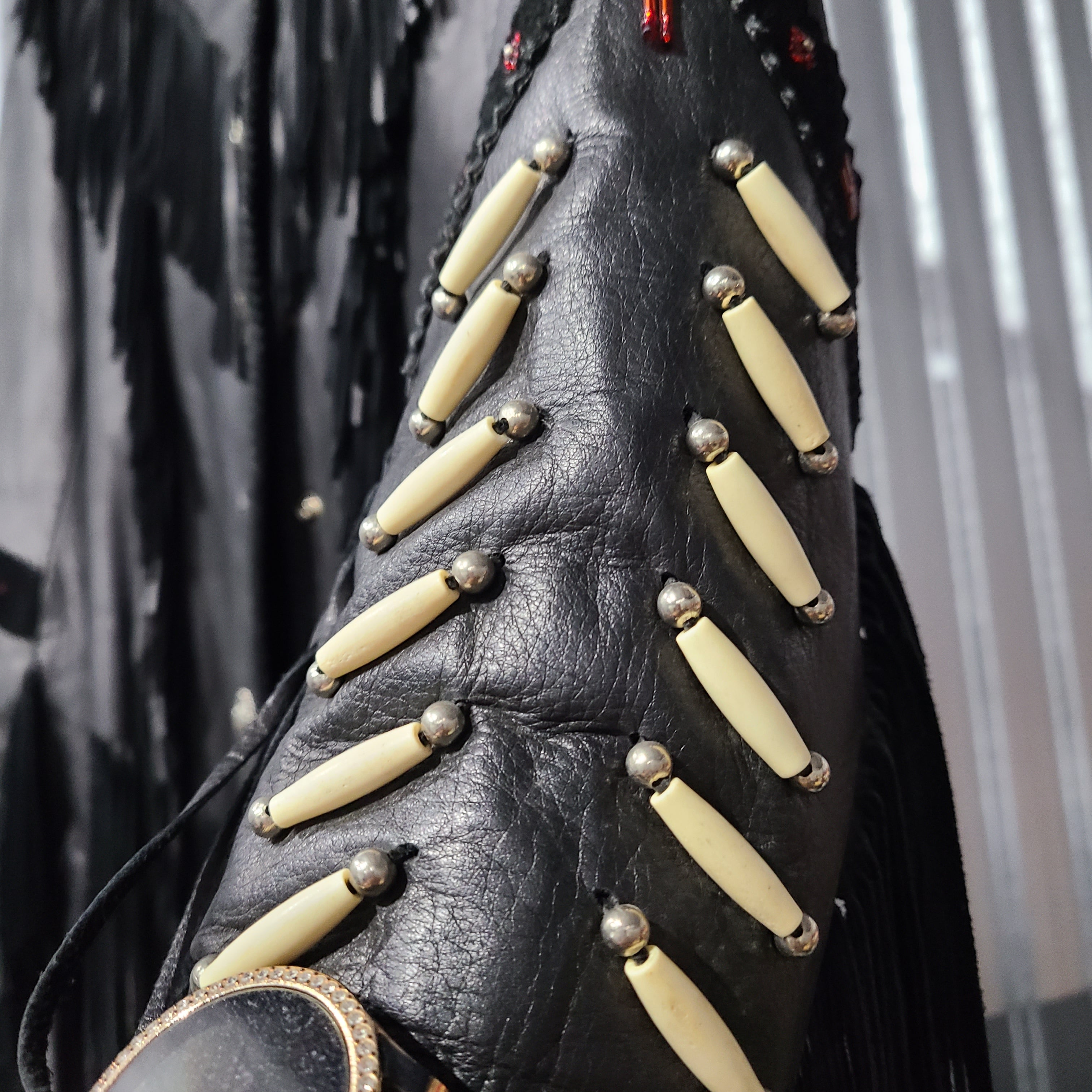 Lovely black fringe leather jacket