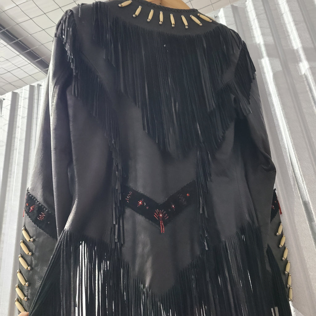 Lovely black fringe leather jacket